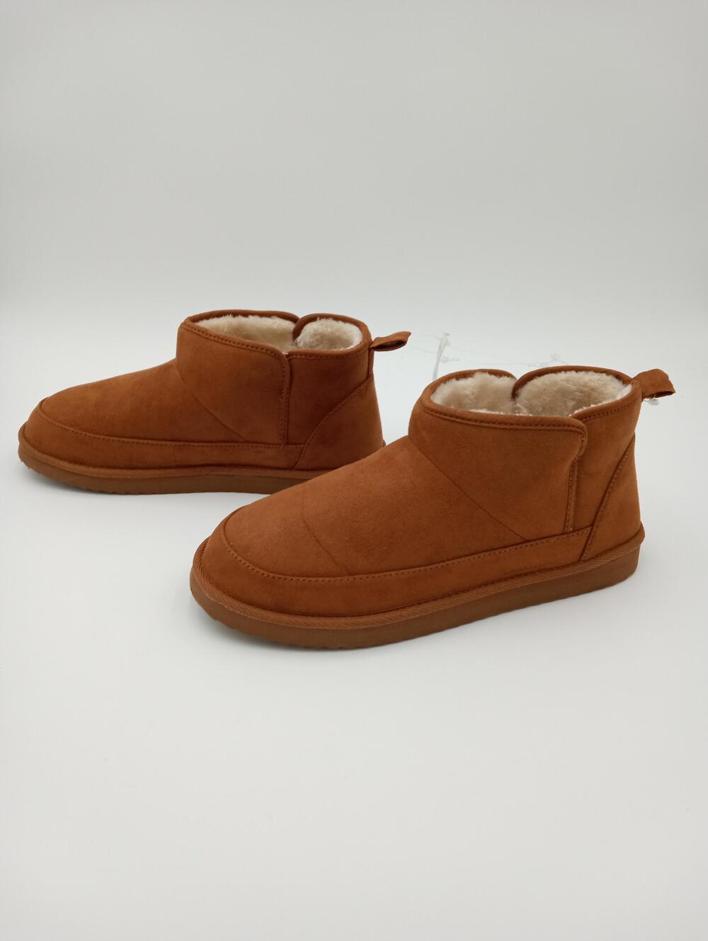Old Navy Slippers Shoes Womens Brown Faux Suede Bootie Faux Fur Cozy Size 9